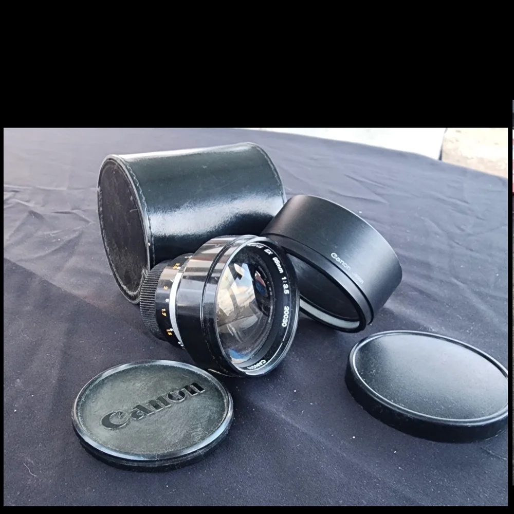 Vintage Canon EX 95 mm 1 3:5 Lens Made In Japan With Case and T65 Lens Hood